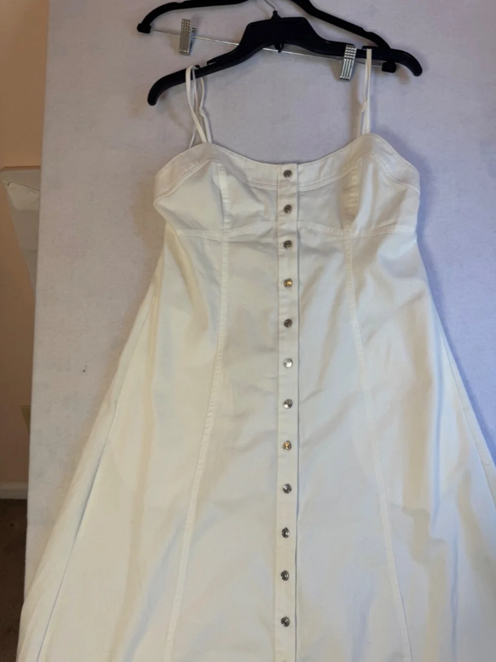 Boho Chic Cottagecore Free People Just Jill Denim Maxi Dress Medium Ivory Medium - Picture 8 of 13